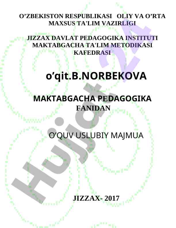 Maktabgacha ta'lim uslubiy majmua