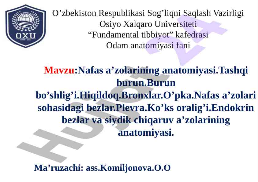 Nafas a‘zolarining anatomiyasi tahlili