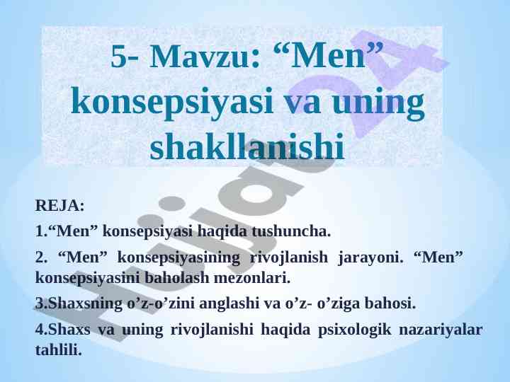 Men konsеpsiyasi va uning rivojlanish jarayoni
