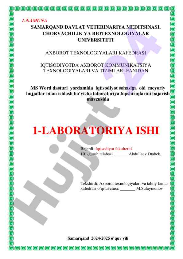Iqtisodiyot sohasida laboratoriya ishlari bajarish