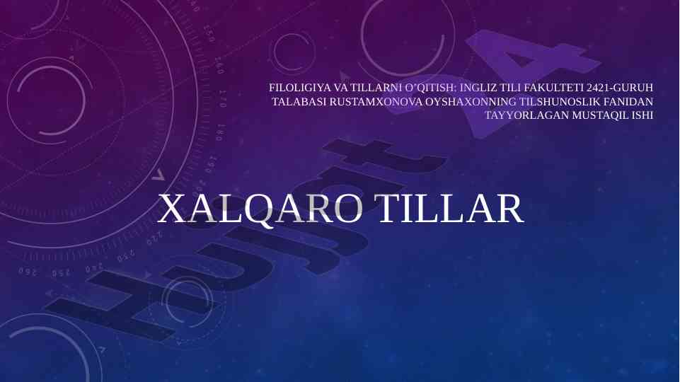 Xalqaro tillarga kirish va ingliz tili ta'limi
