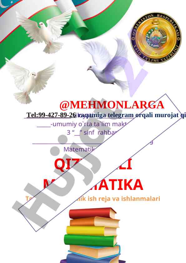 Qiziqarlı matemатика to‘garagi yillik ish reja