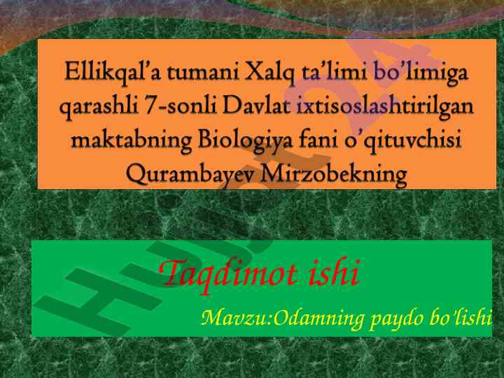 Odamning paydo bo’lishi va tavsifi