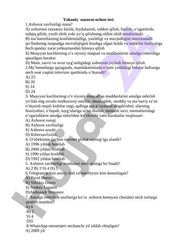 Axborot xavfsizligi testi va yoshlar fenomeni