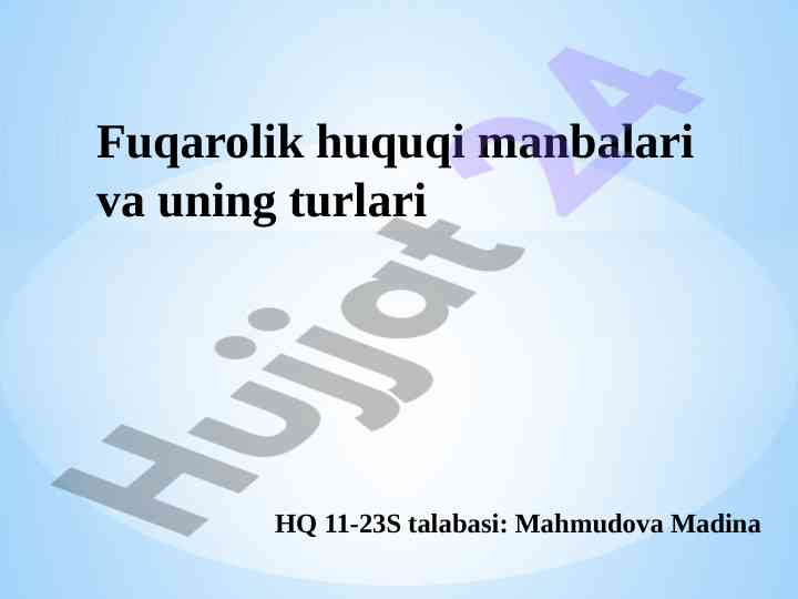 Fuqarolik huquqi manbalari va ularning turlari