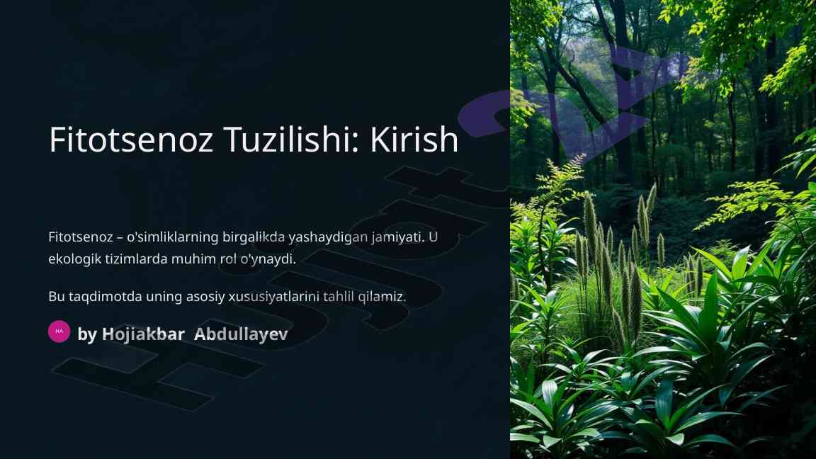 Fitotsenoz tuzilishi va tahlili