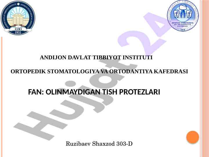 Kennedy tasnifi va tish protezlari asoslari
