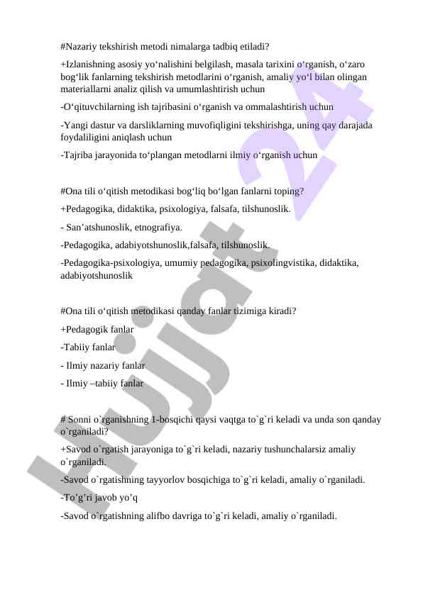 Nazariy tekshirish metodlari va ularning taqdimoti