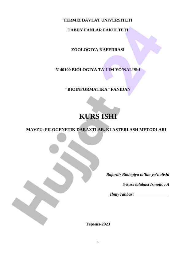 Filogenetik darakhtlar klasterlash metodlari