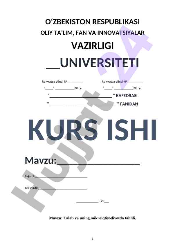 Talab Va Uning Mikroiqtisodiyotda Tahlili
