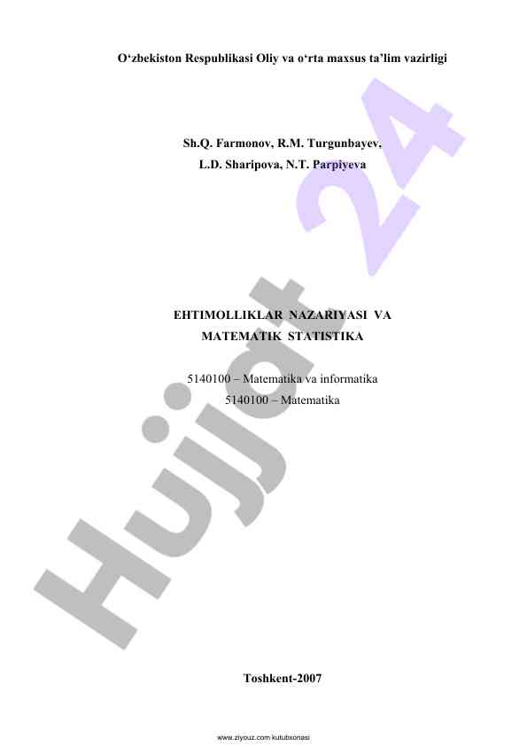 Ehtimolliklar nazariyasi va matematik statistika