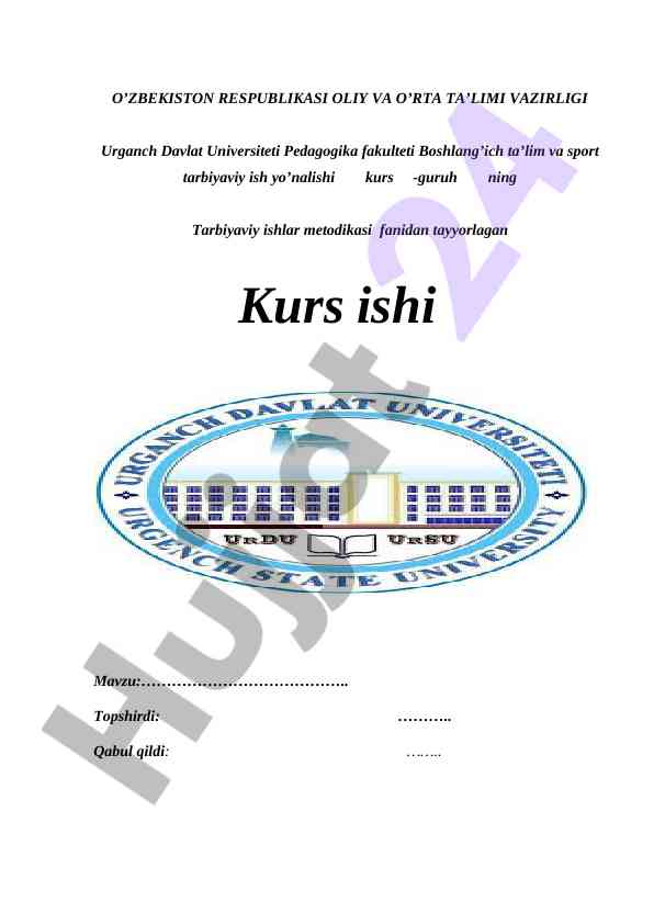 Pedagogika fanidan kurs ishining mavzusi