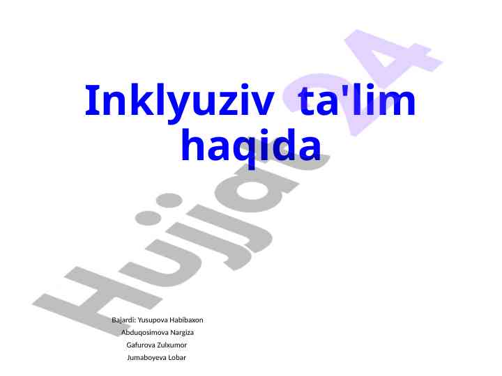 Inklyuziv ta'lim haqida o'quv qo'llanma