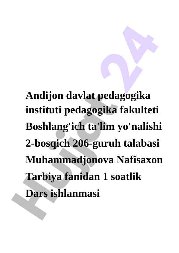 Minnatdorlik mavzusida dars ishlanmasi