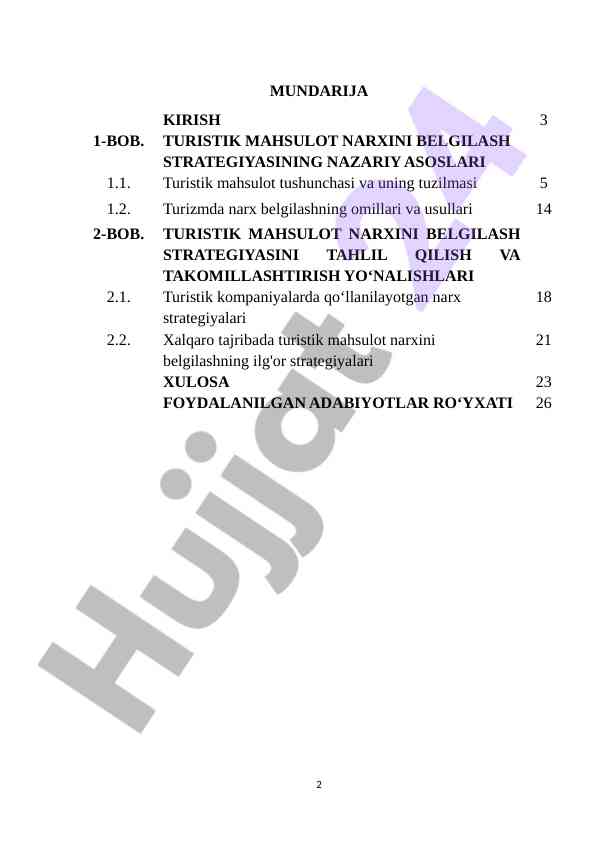 Turistik mahsulot narxini belgilash strategiyalari