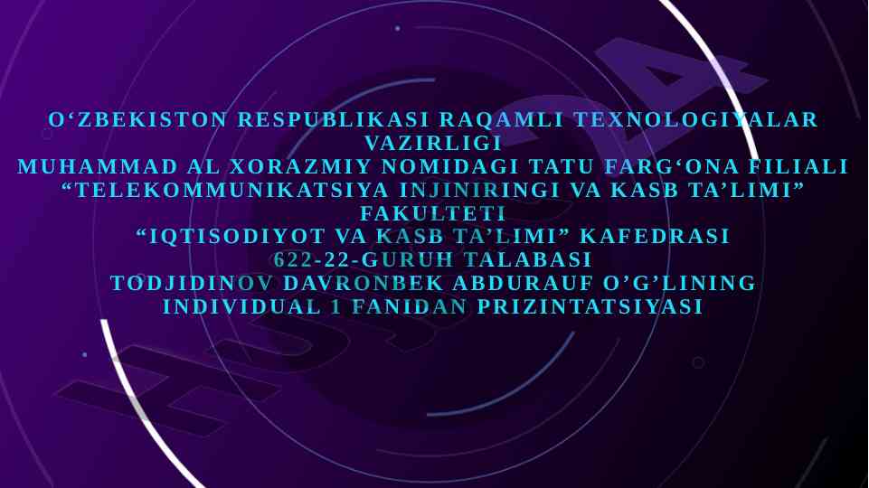 Mysql ma'lumotlar bazasi bo'yicha kurs ishlari