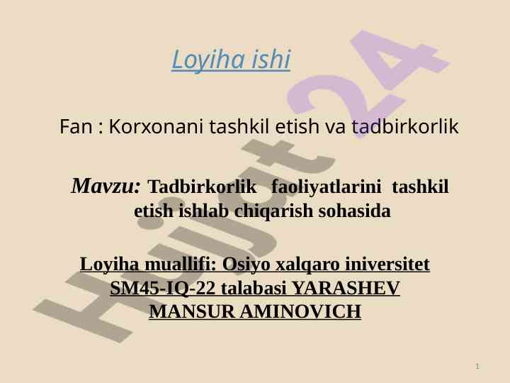 Mebel sexi uchun biznes-reja tadbirkorlik faoliyati