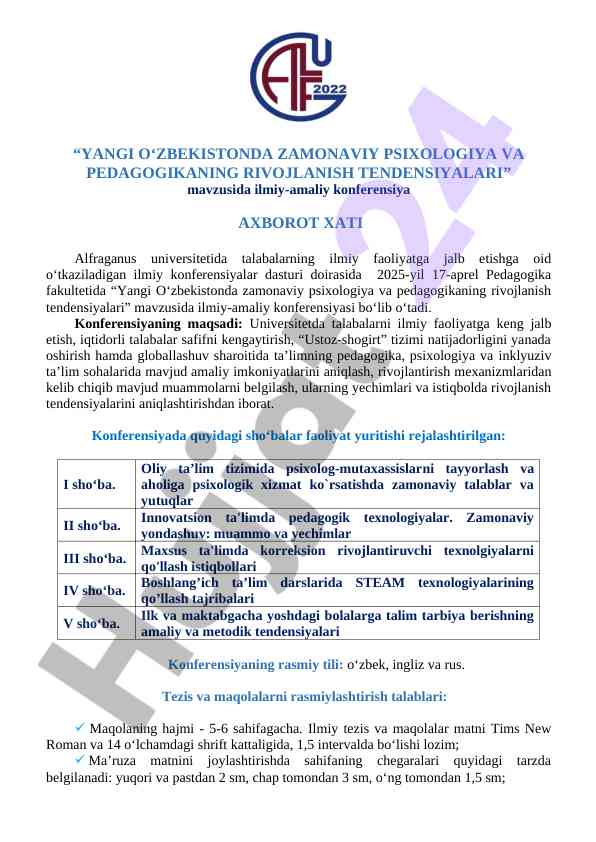 ZAMONAVIY PSIXOLOGIYA VA PEDAGOGIKANING TENDENSIYALARI