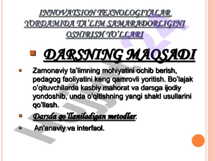 Zamonaviy ta’lim va innovatsion texnologiyalar