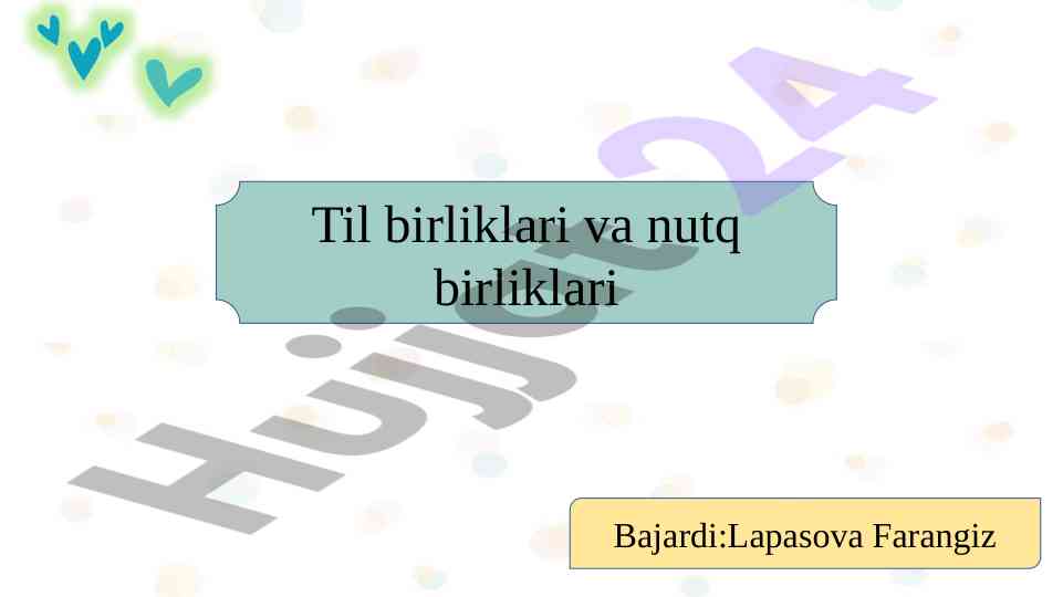 Til va nutq birliklari tushunchasi va turlari
