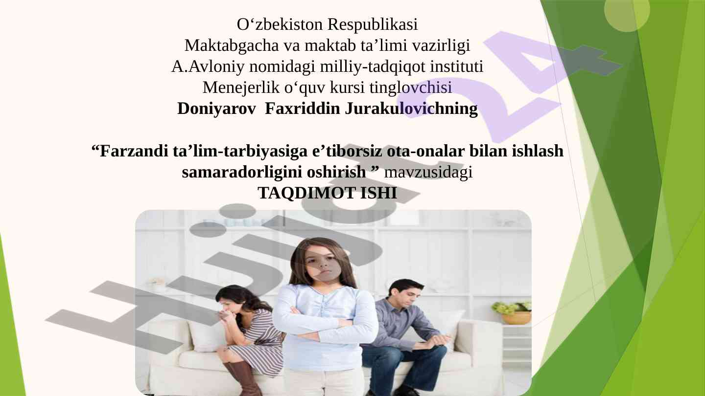 Farzandi ta’lim-tarbiyasida ota-onalar roli