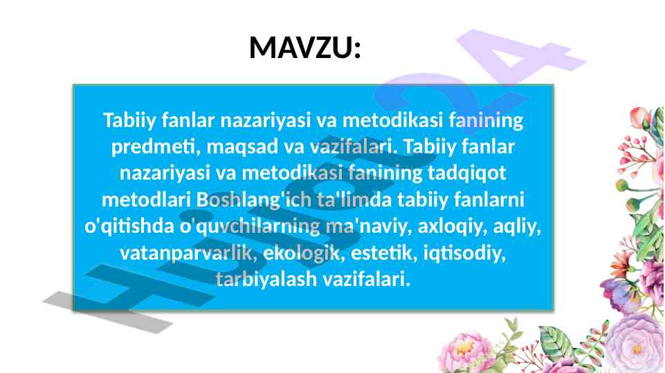 Tabiiy fanlar nazariyasi va metodikasi o‘quv qo‘llanmasi
