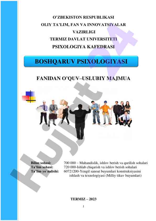 Boshqaruv psixologiyasi o‘quv-uslubiy majmua 2023