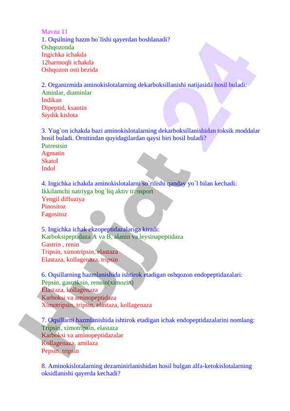 Oqsil hazm bo'lishi va aminokislotalar