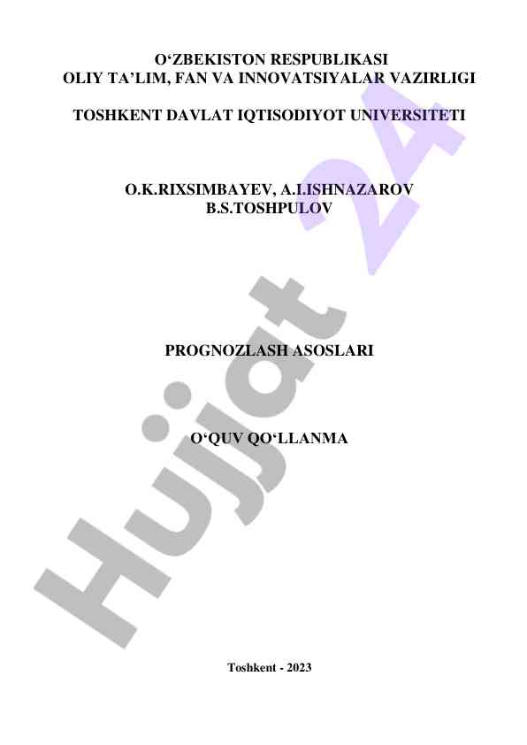 Prognozlash asoslari o‘quv qo‘llanma 2023