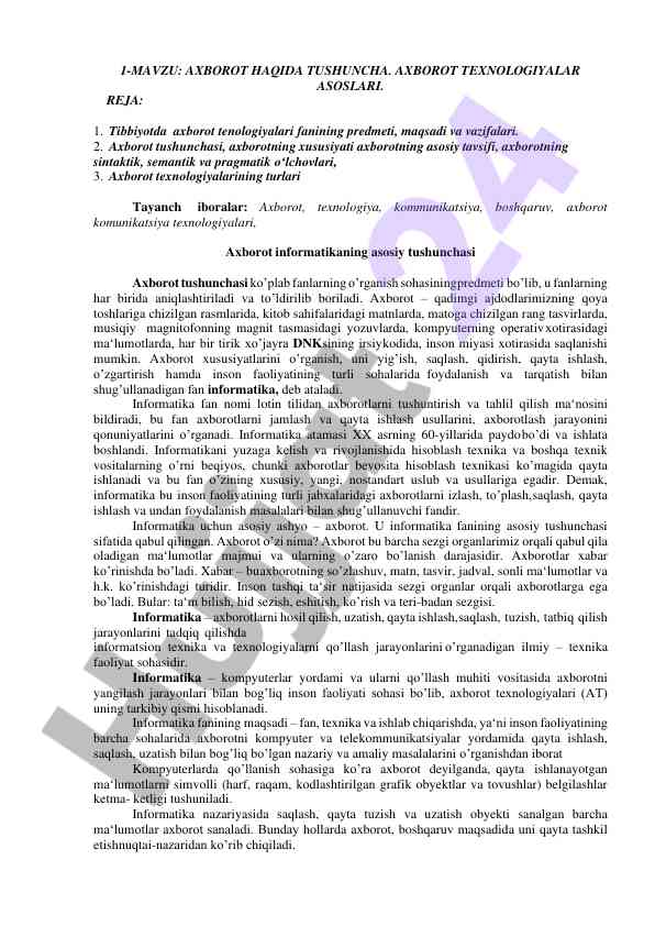 Axborot texnologiyalari asoslari tushuncha