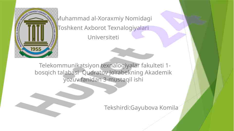Referat turlari asosida akademik yozuv