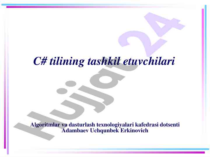 Dastur tuzilishi va ko'rsatmalar c# tilida
