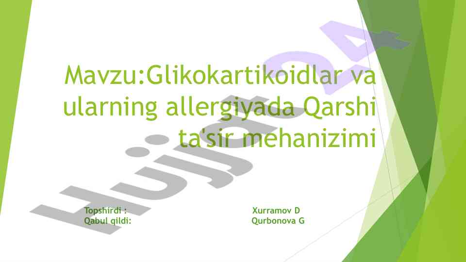 Glikokortikoidlar va allergiyada qarshi ta'siri