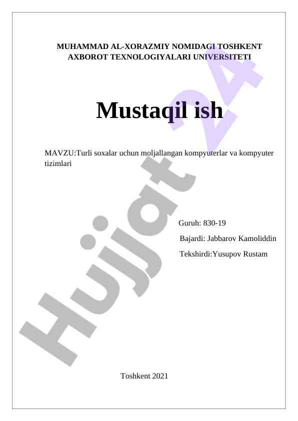 Zamonaviy kompyuterlar va tizimlari haqida ma'lumotlar