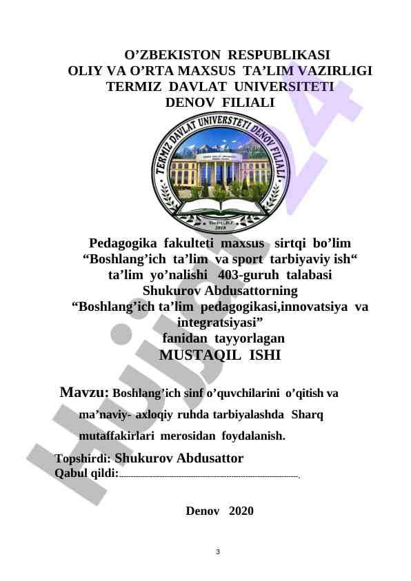 Boshlang‘ich sinf o‘quvchilarini o‘qitish innovatsiyalari