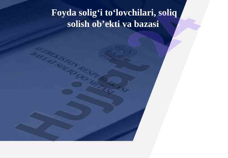Yuridik shaxslar foyda solig‘i tahlili