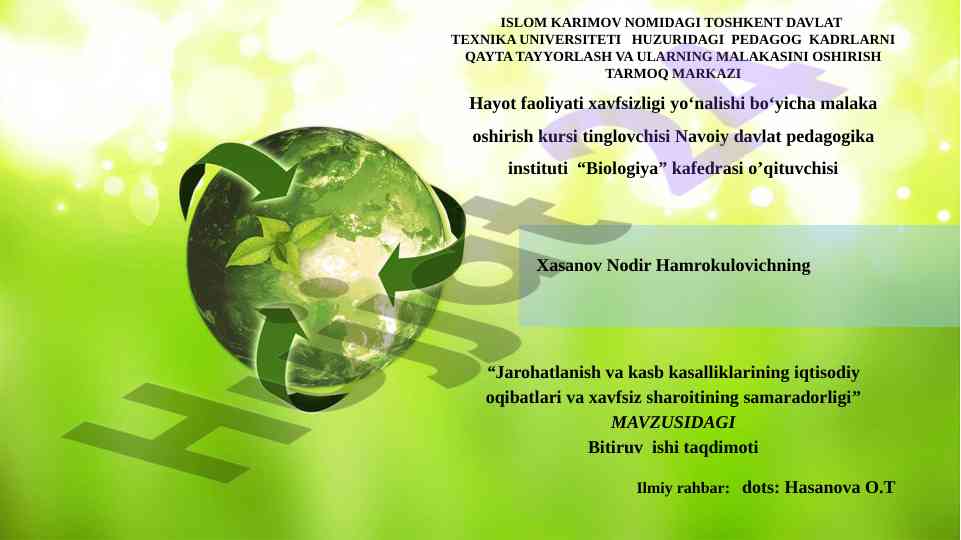 Hayot faoliyati xavfsizligi o‘qitish nazariy asoslari