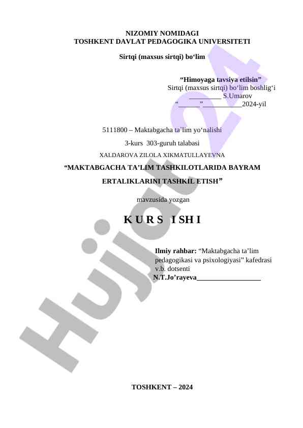 Maktabgacha ta'lim tashkilotlarida bayram ertaliklari