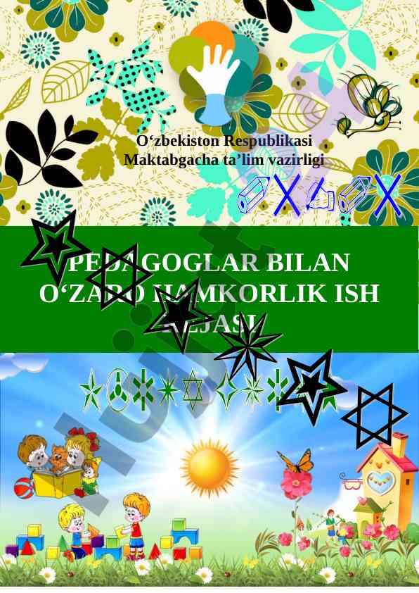 Maktabgacha ta’limda pedagoglar o‘rtasida hamkorlik rejasi