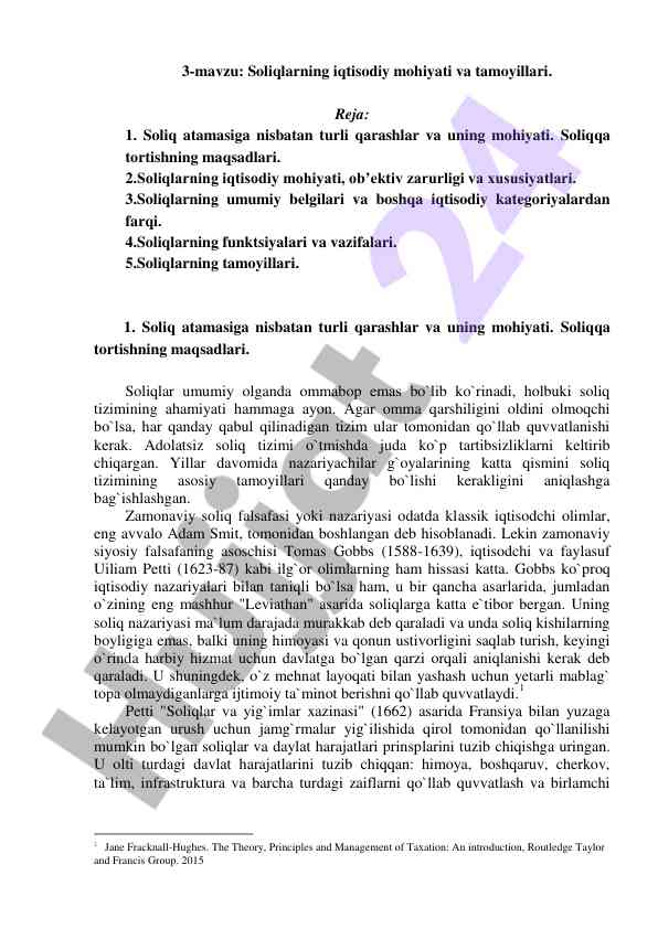 Soliqlarning iqtisodiy mohiyati va tamoyillari