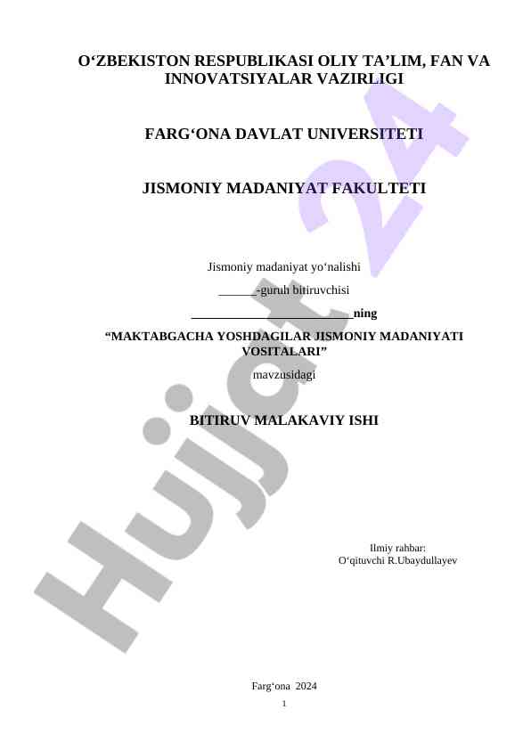 Maktabgacha yoshlilar jismoniy madaniyati vositalari