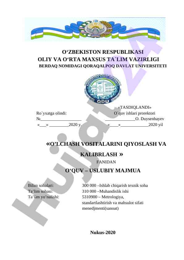 O‘lchash vositalarini qiyoslash va kalibrlash