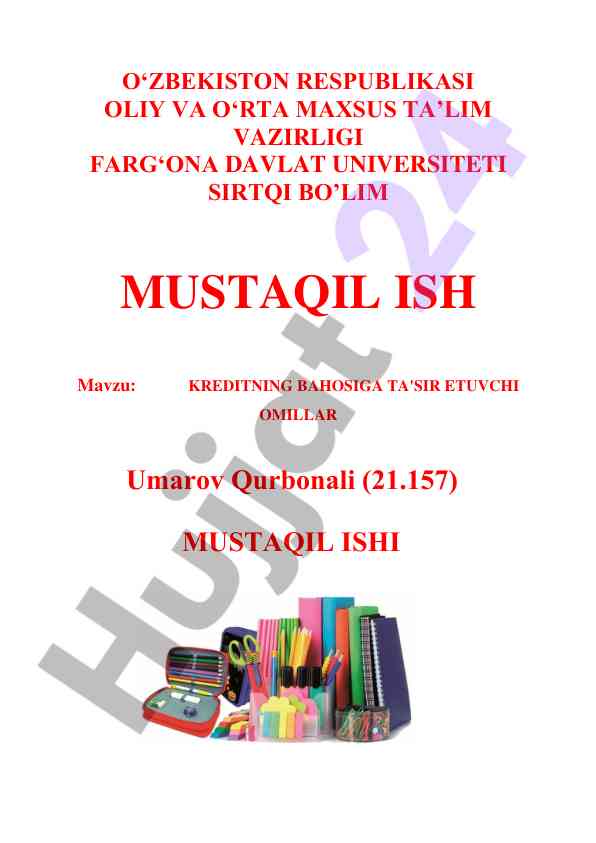 Kreditning bahosiga ta'sir etuvchi omillar tahlili
