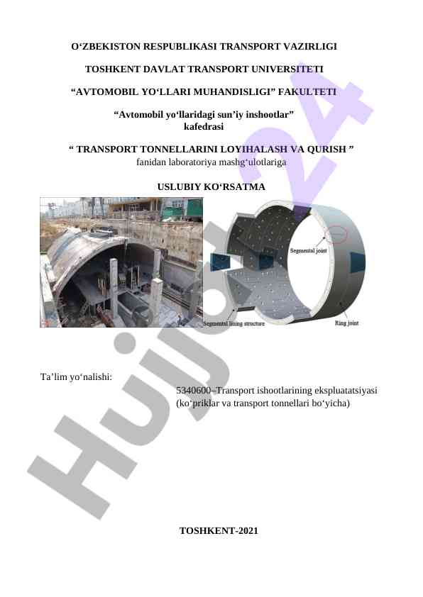 Transport tonnellarini loyihalash va qilish uslubiy ko'rsatma