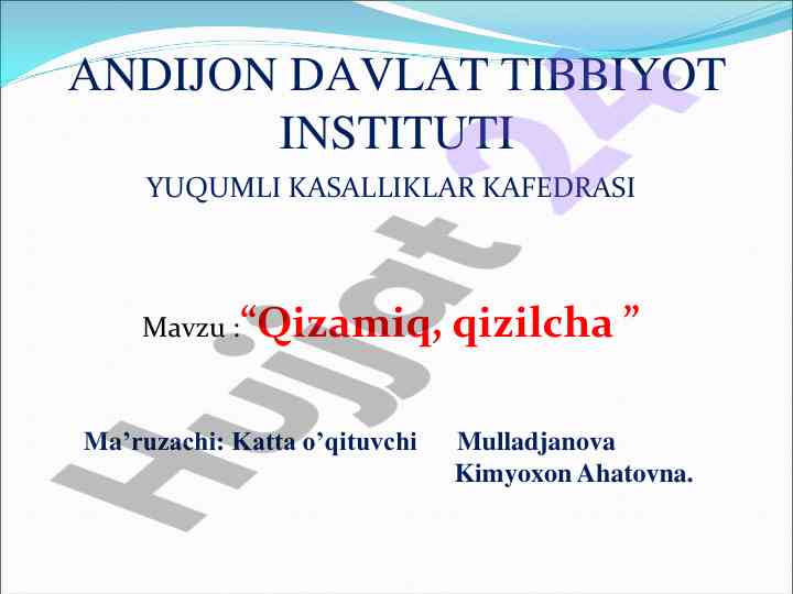 Qizamiq kasalligi haqida ilmiy maqola