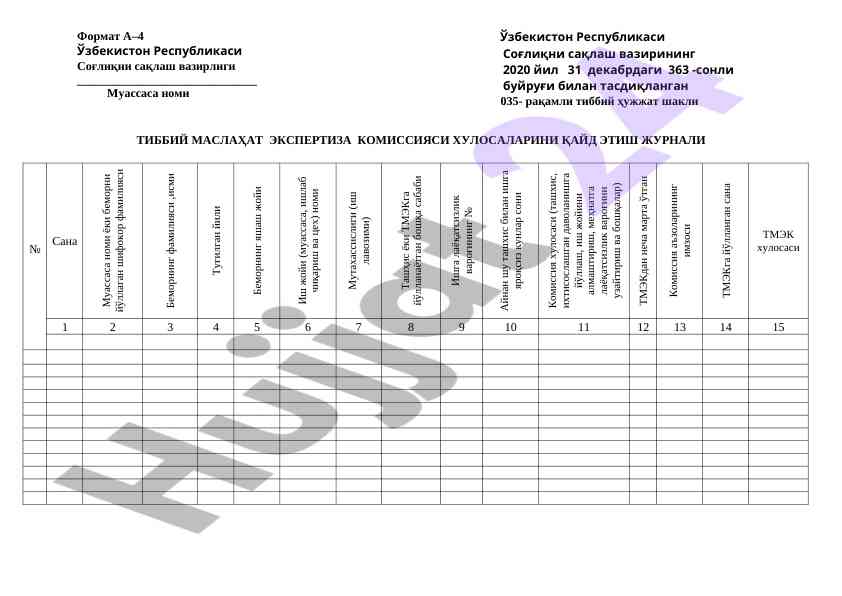 Tibbiy maslahat ekspertiza komissiyasi hulosalari
