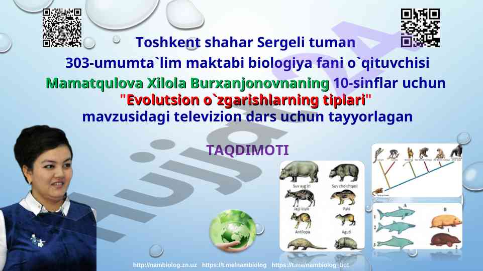 Evolutsion o'zgarishlarning tiplari taqdimoti