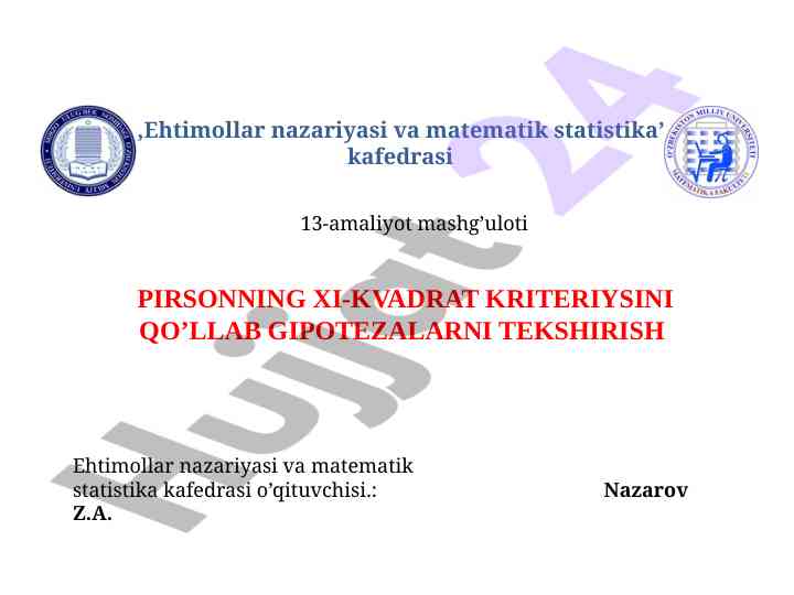 Ehtimollar nazariyasi va matematik statistika