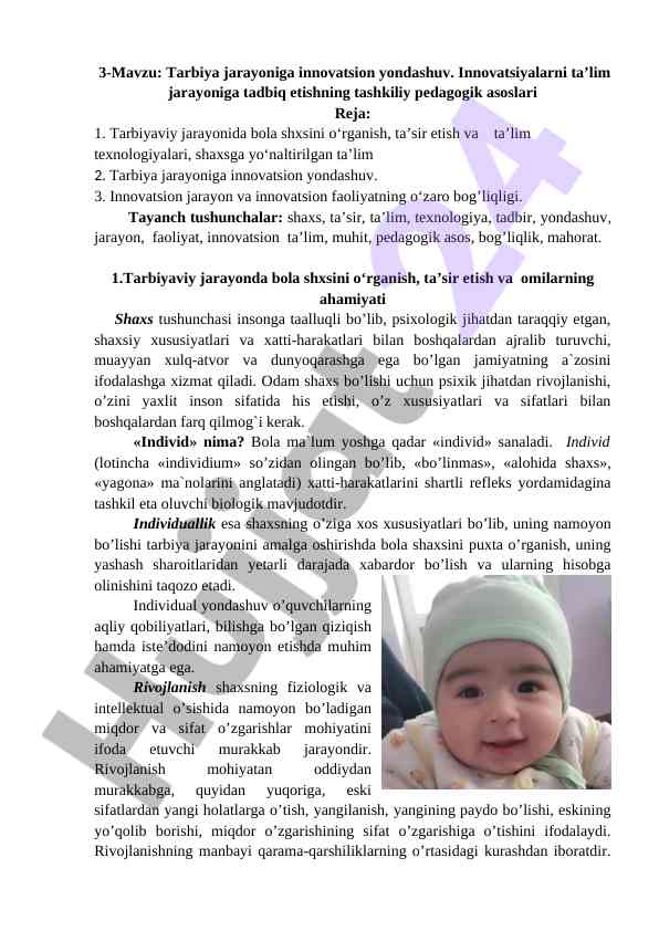Tarbiya jarayoniga innovatsion yondashuv