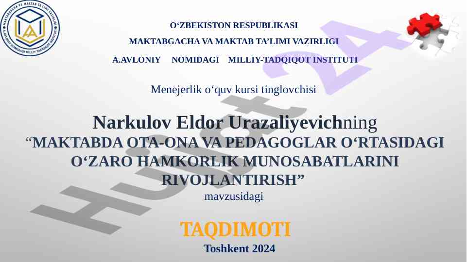 Maktabda ota-ona va pedagoglar o‘rtasidagi hamkorlik